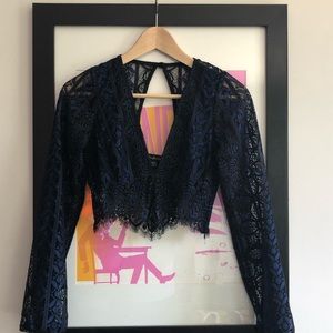 black/blue lacy crop top from for love and lemons